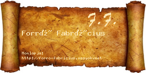 Forró Fabrícius névjegykártya